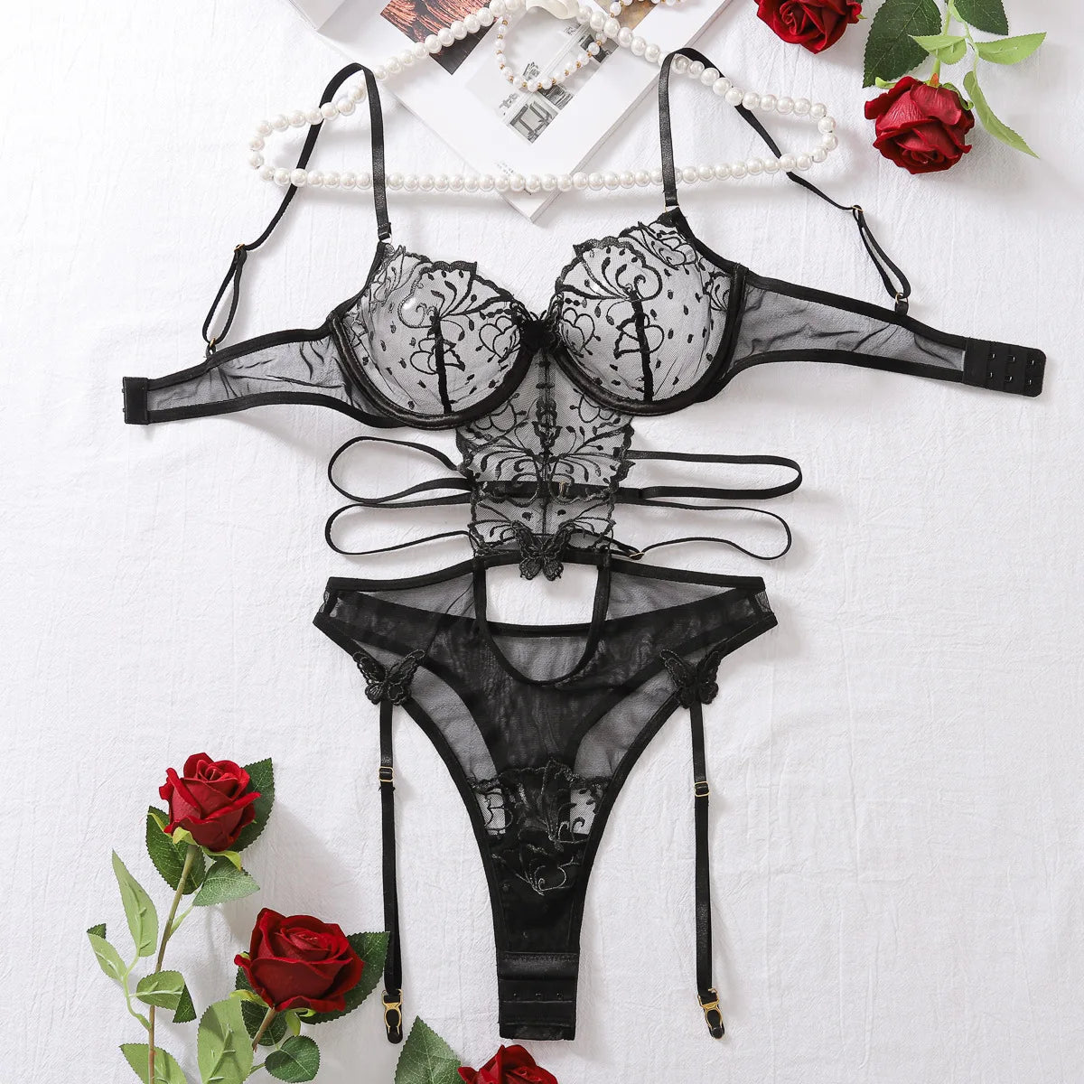 Body Dentelle Fleuri Décolleté V Échancré