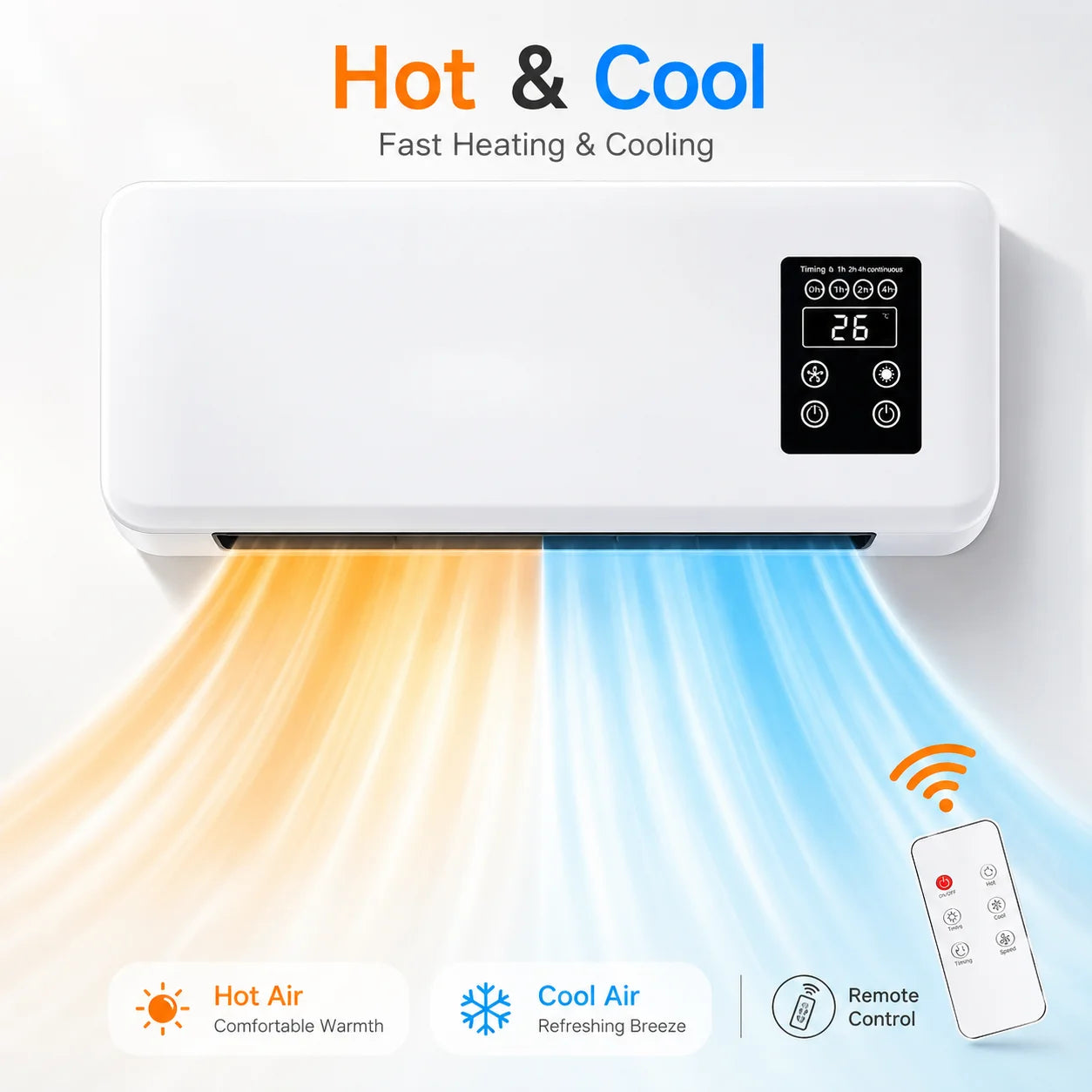 Mini Cold/warm Air Conditioner Wall Mounted Air Cooler Portable Electric Home Heater for Dormitory/Bedroom/Bathroom/Kitchen