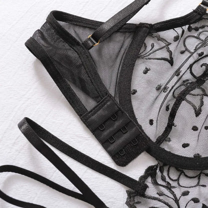 Body Dentelle Fleuri Décolleté V Échancré
